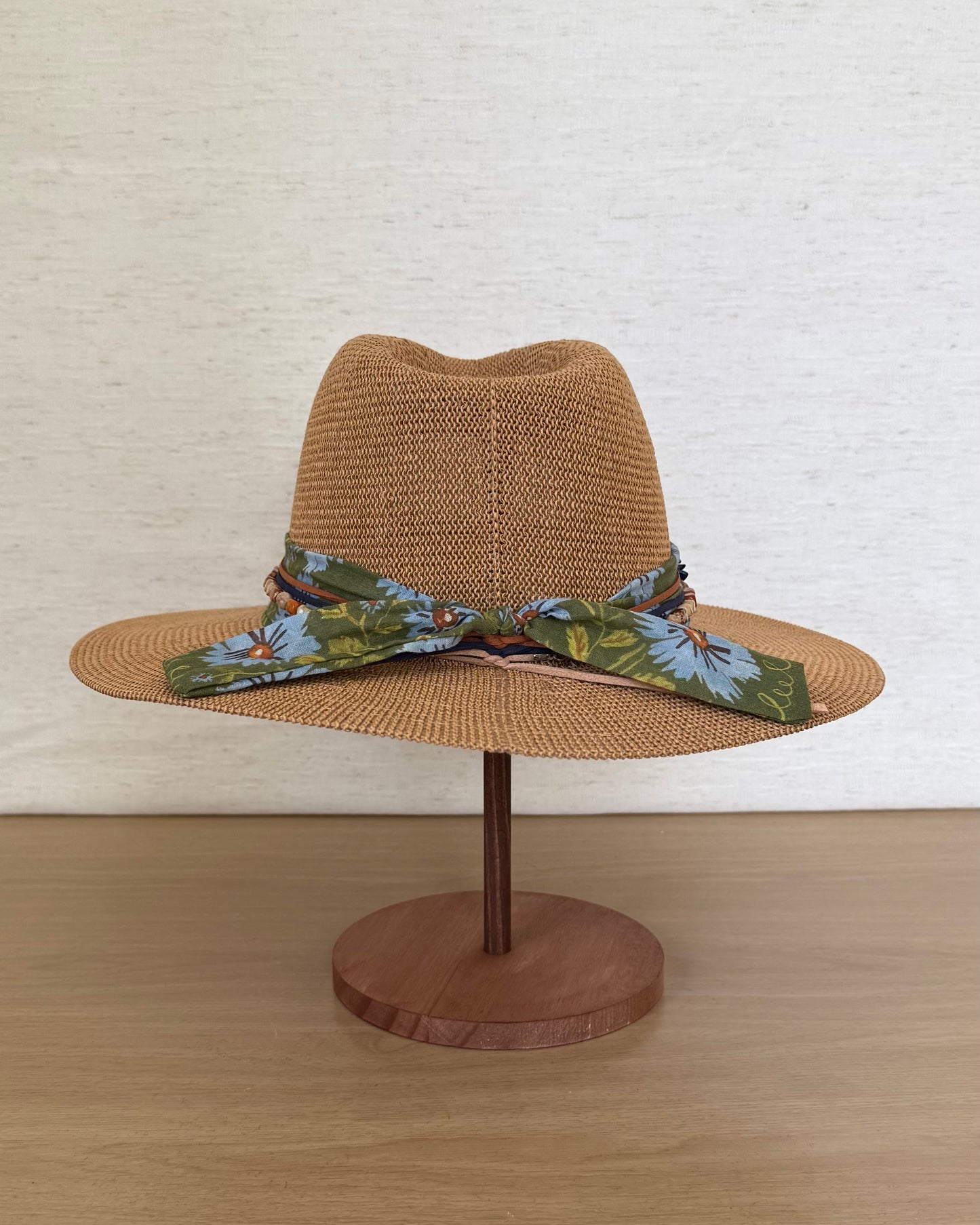 The Wildflower Panama — Straw Hat with Floral Band & Gemstone Pins (OS)