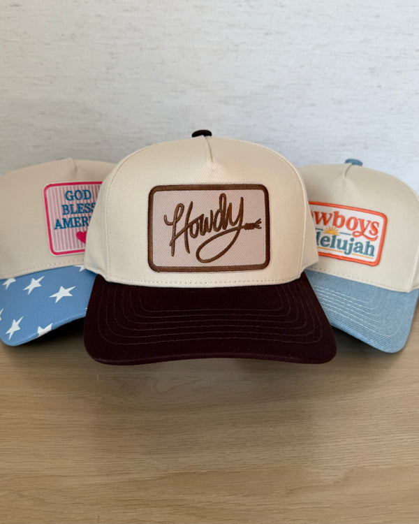 The Howdy Cap — Ivory Snapback with Brown Bill (OS)