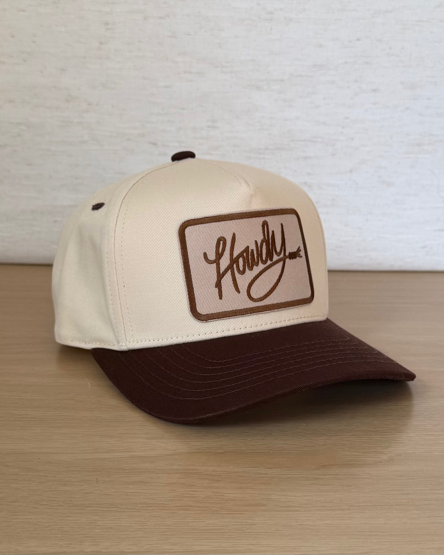 The Howdy Cap — Ivory Snapback with Brown Bill (OS)