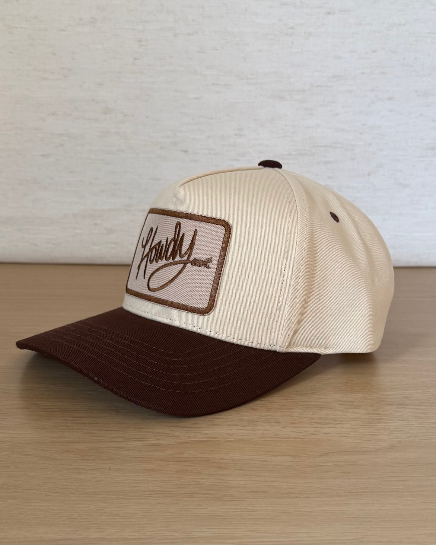 The Howdy Cap — Ivory Snapback with Brown Bill (OS)