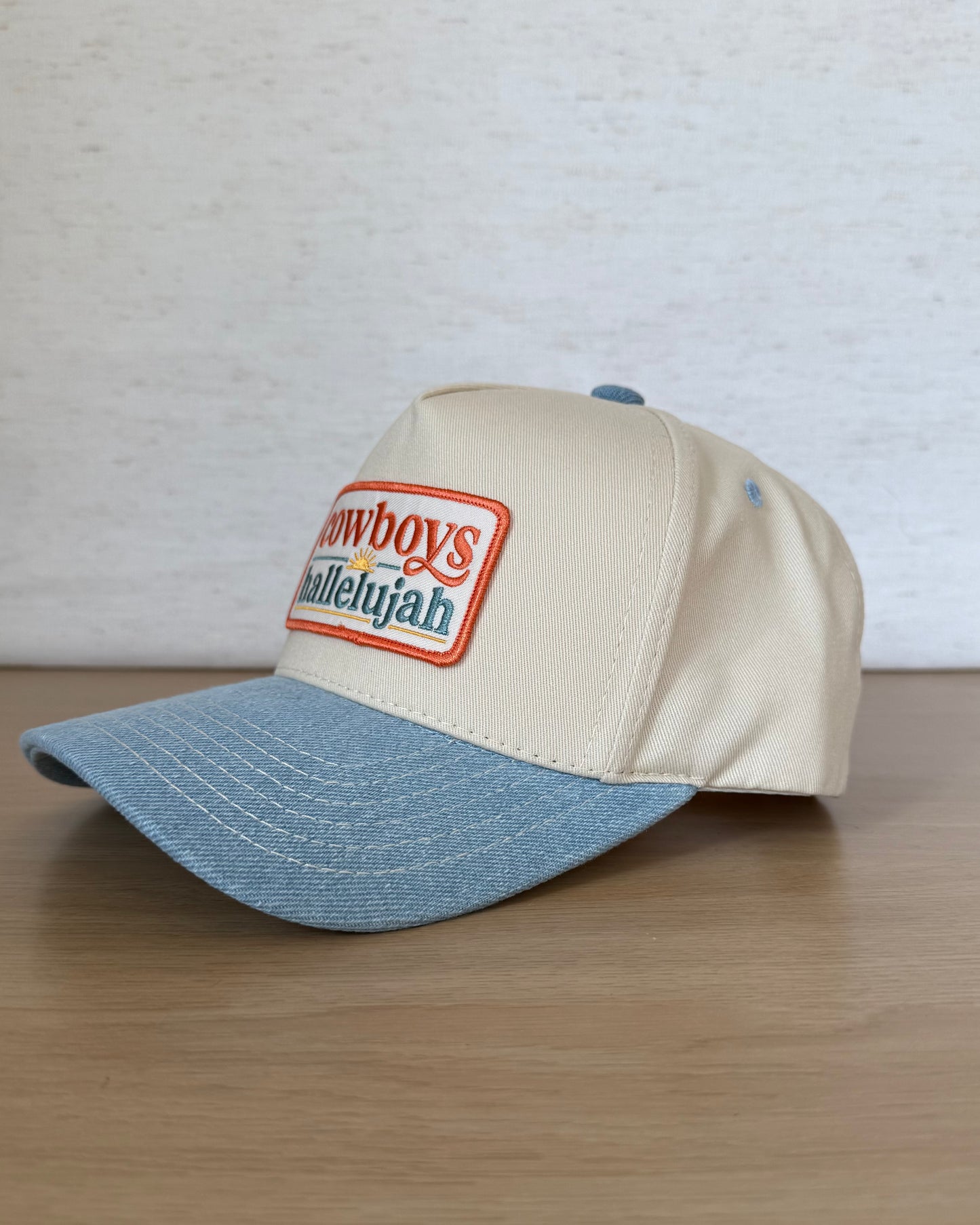 The Cowboys Hallelujah Cap — Ivory Snapback with Denim Bill (OS)