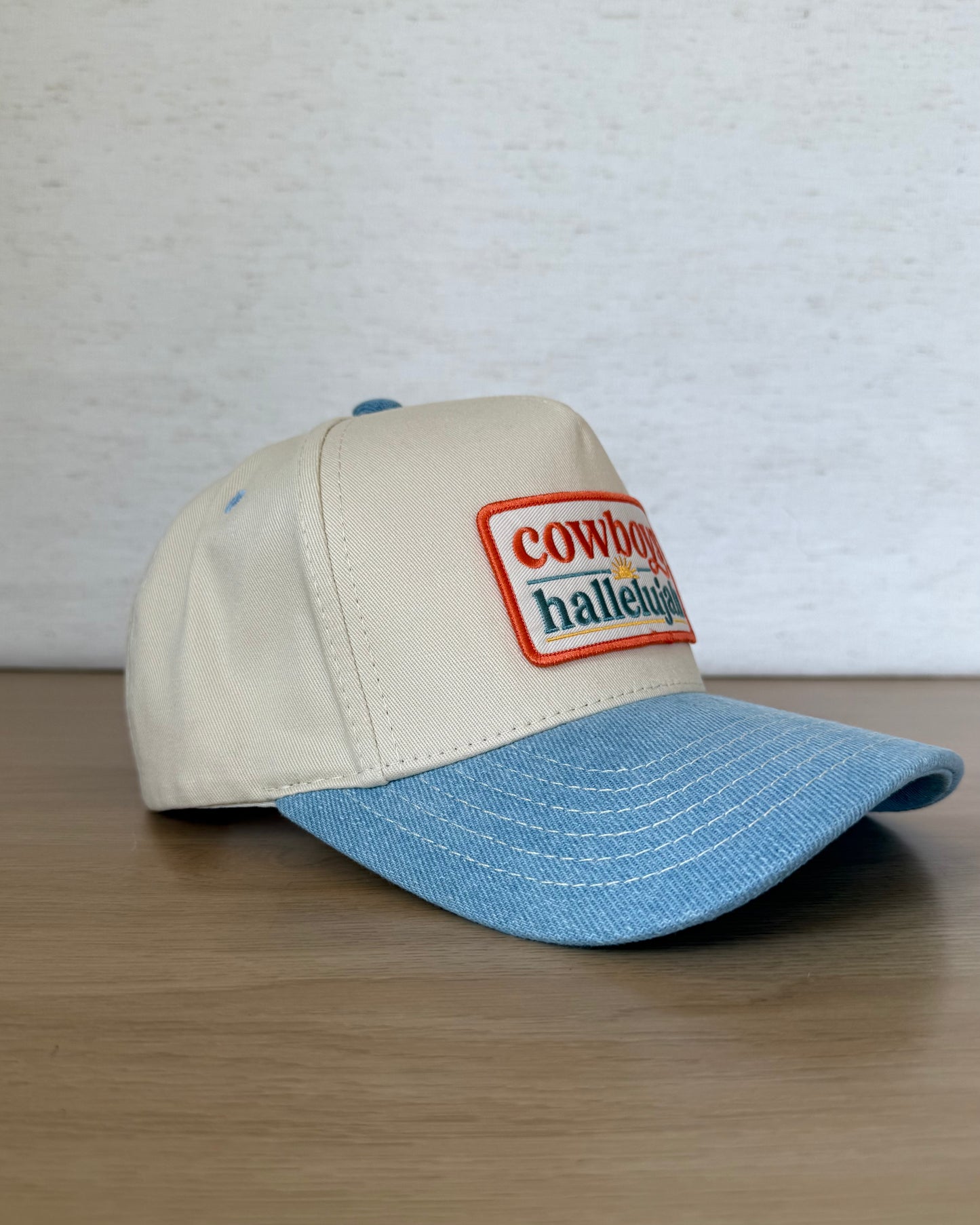 The Cowboys Hallelujah Cap — Ivory Snapback with Denim Bill (OS)