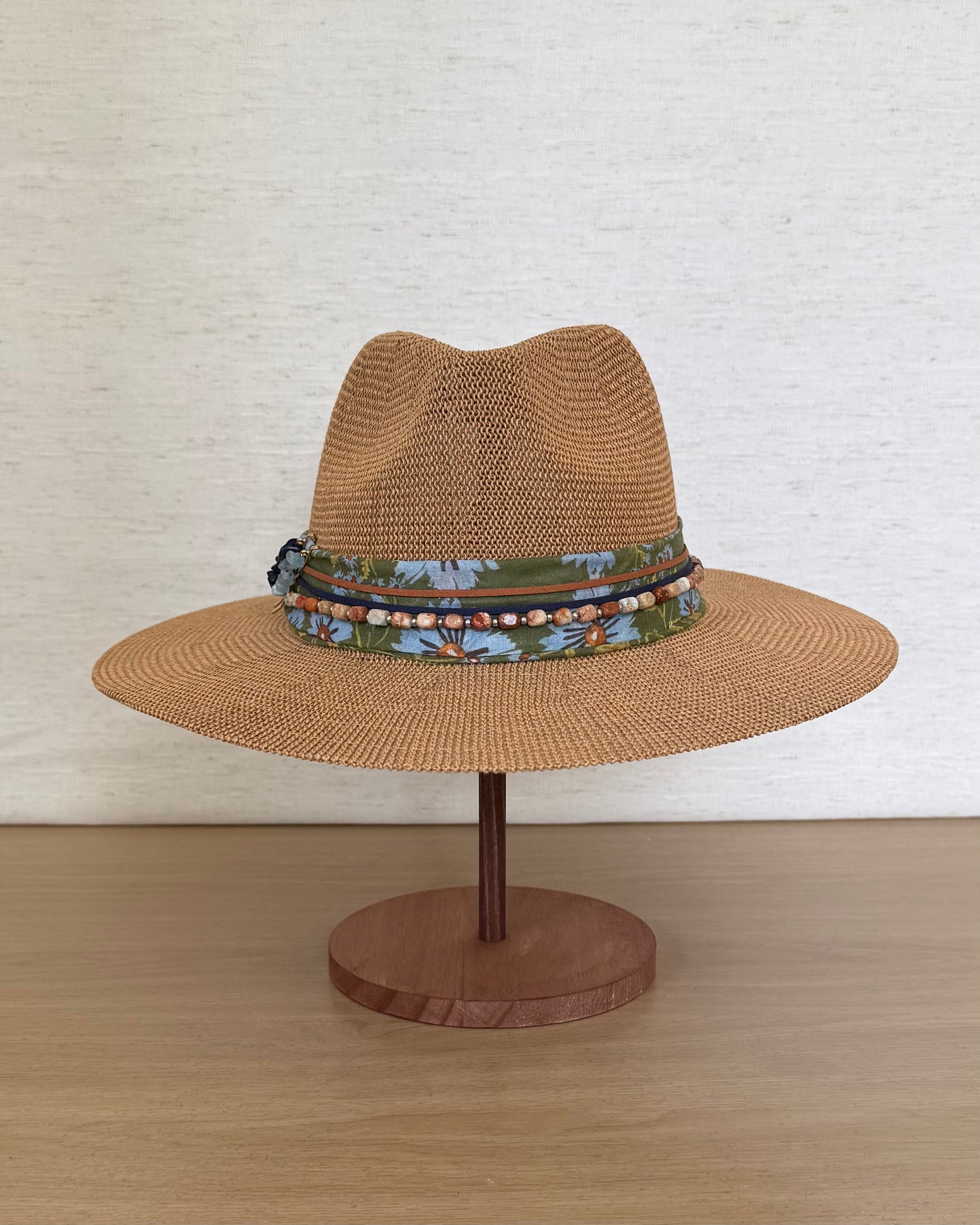 The Wildflower Panama — Straw Hat with Floral Band & Gemstone Pins (OS)